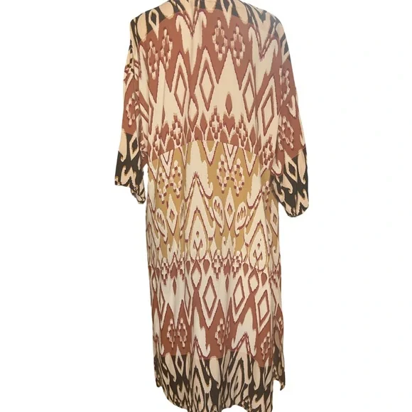 Evereve Mila Long Kimono Duster with Tribal Print Size S/M - Picture 5 of 9